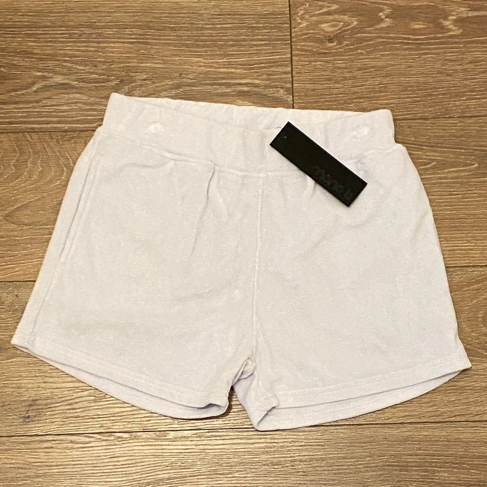 Mono B White Terry Pull-On Athletic Shorts M